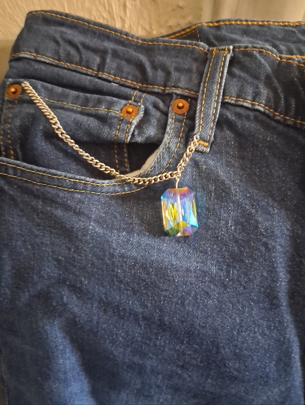 🔥 Levi’s Custom Y2K Jeans W33 L32 Crystal Chain Charm Unisex - Picture 3 of 4